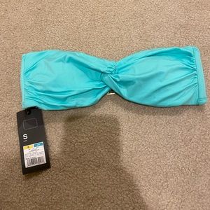 Blue bandeau swim top